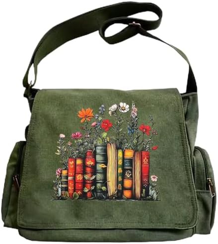 Patterned Canvas Crossbody Bag with Pockets