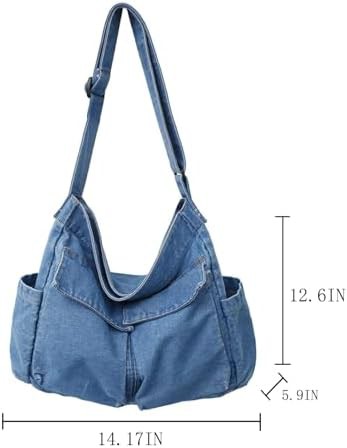 Light blue denim hobo crossbody bag — photo 5